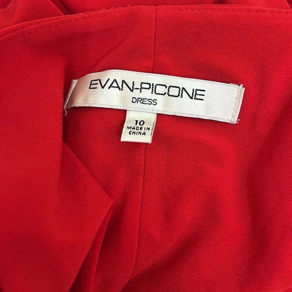 Evan Picone Dresses Size 10 V Neck Slimming Ruching Ruffle Short Sleeve Midi - Picture 8 of 10